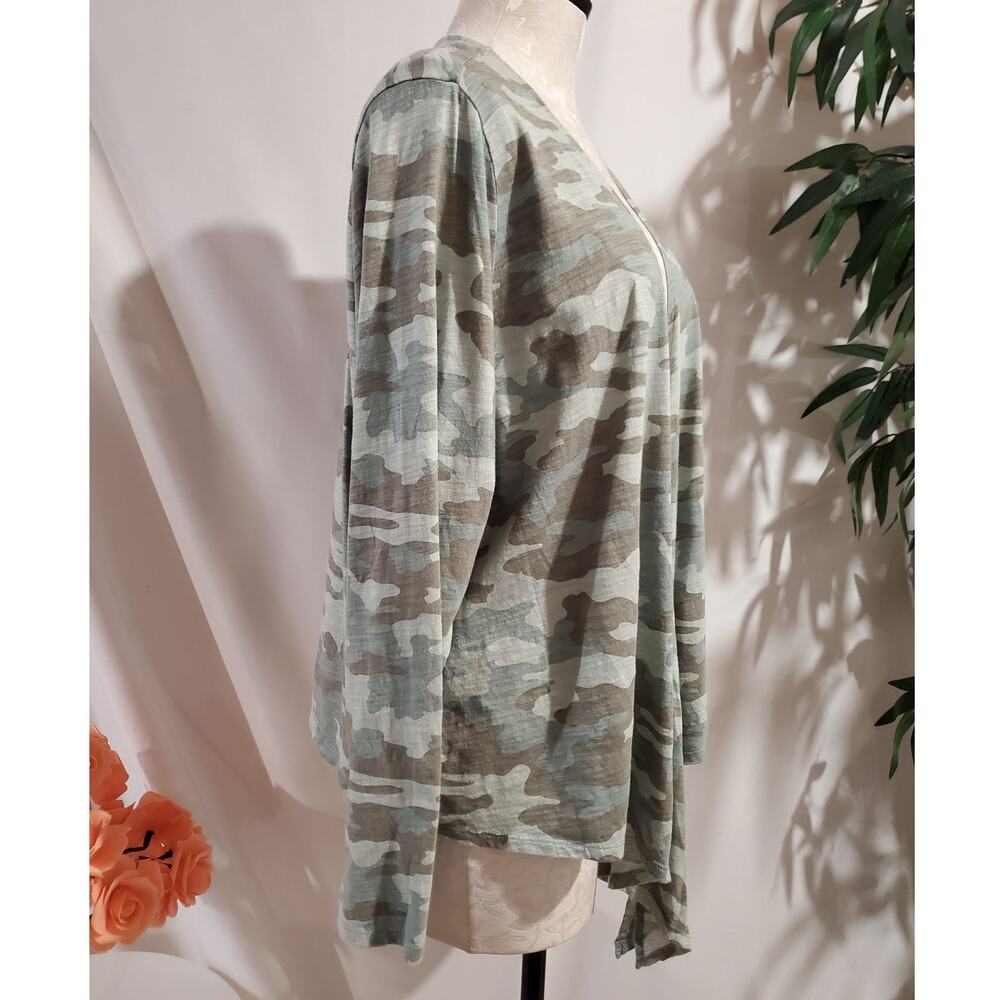 Belle Kim Gravel Lot of 2 Open Waterfall Cardigans Size XL Camo Animal Leopard - Picture 4 of 13